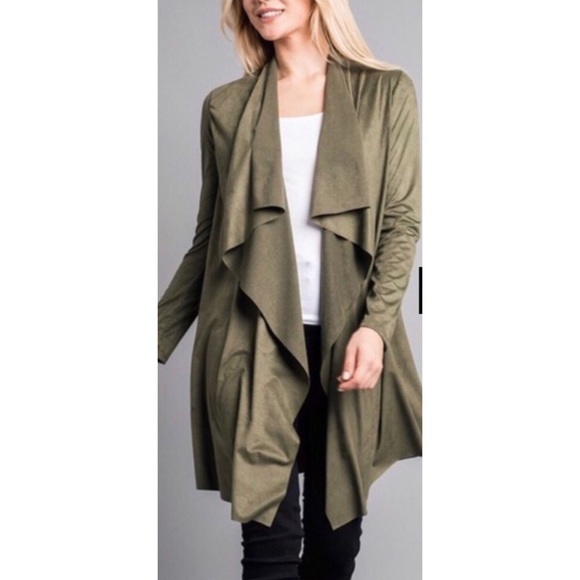 WILA Sweaters - LAST 1🍂 vegan suede cardigan olive green flowy